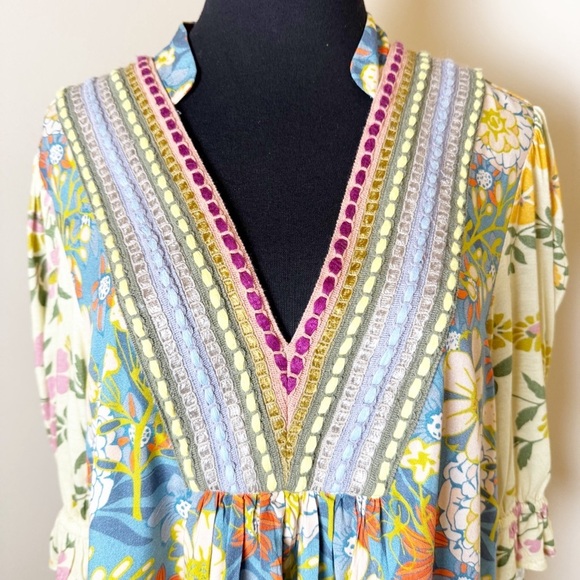 Bl-nk Stephanie Top Sold at Anthropologie Size L Blue Motif - Picture 6 of 12